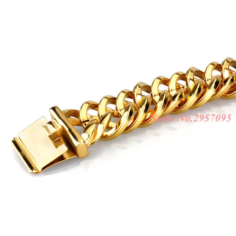 20 мм Ширина золотой тон Высокое качество 316L Нержавеющая сталь Мужской браслет