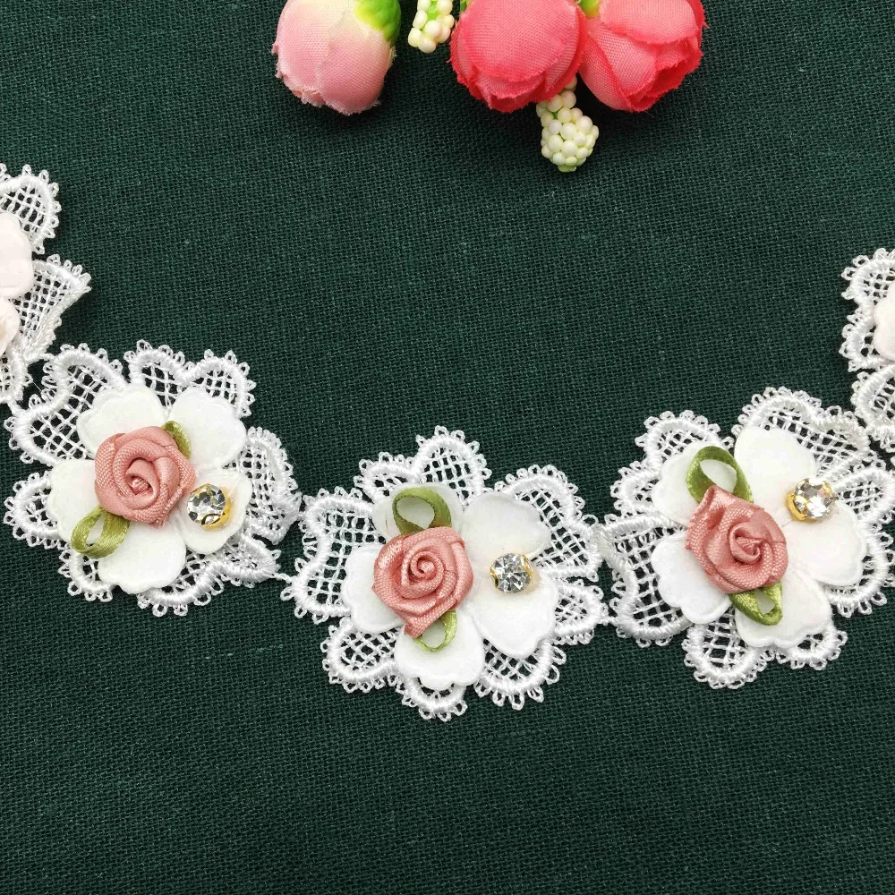 Вышитая кружевная лента из органзы 2 ярда|Кружево| |