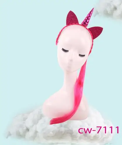 Мягкая повязка на голову с ушками единорога пони и хвостом парик для девочек