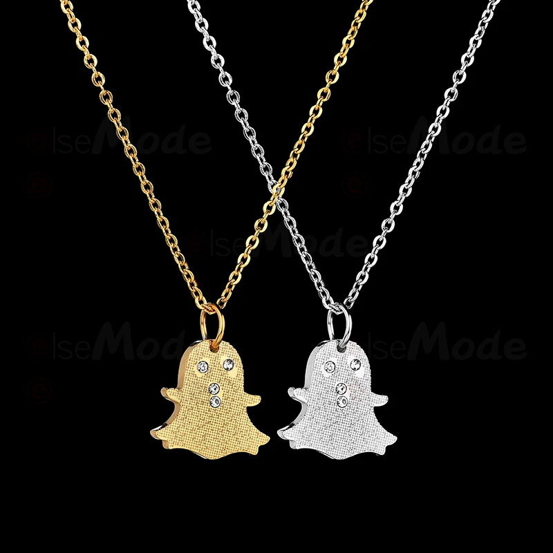 ELSEMODE ожерелья с подвесками в виде маленьких призраков Стразы ожерелье из