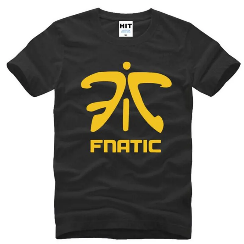 Футболка мужская с логотипом игровой команды LOL Fnatic хлопковая тенниска коротким