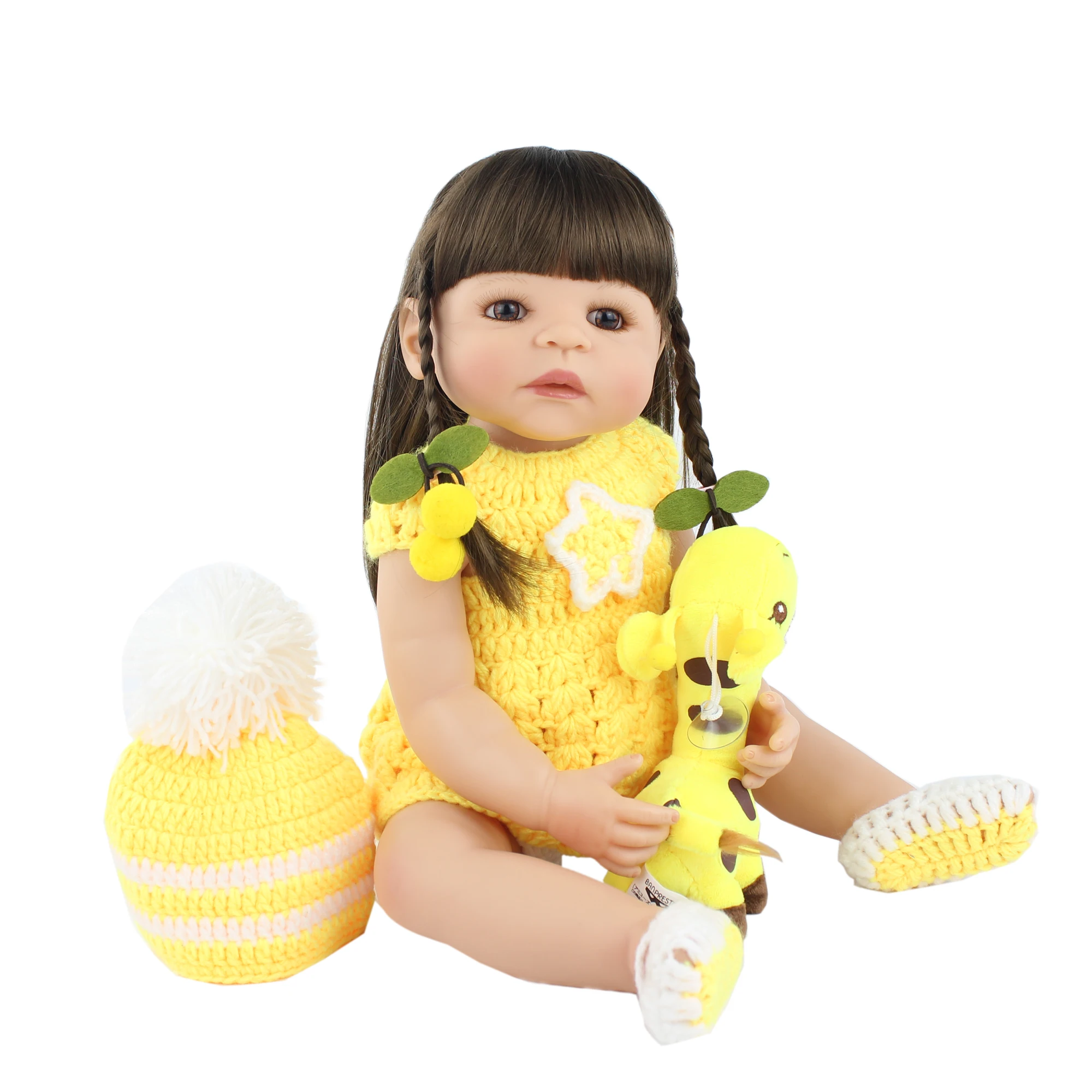 55 см полный Силиконовый Reborn Baby Doll игрушка для девочек Новорожденные длинные волосы принцесса малыш живые Младенцы Реалистичная классическая игрушка