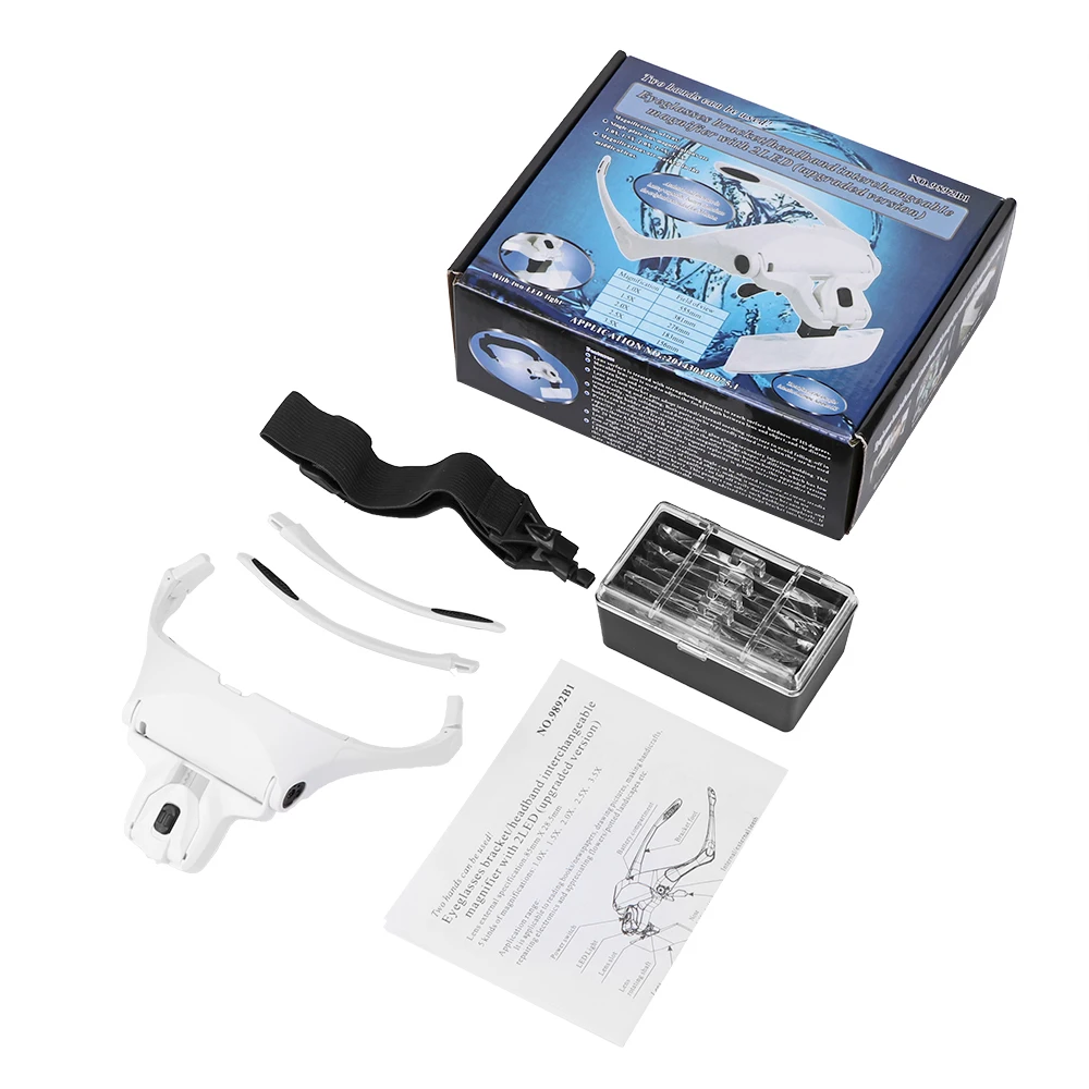 Lemonbest 2 светодиодный козырек Лупа Стекло es увеличительное ремонт Ювелирная