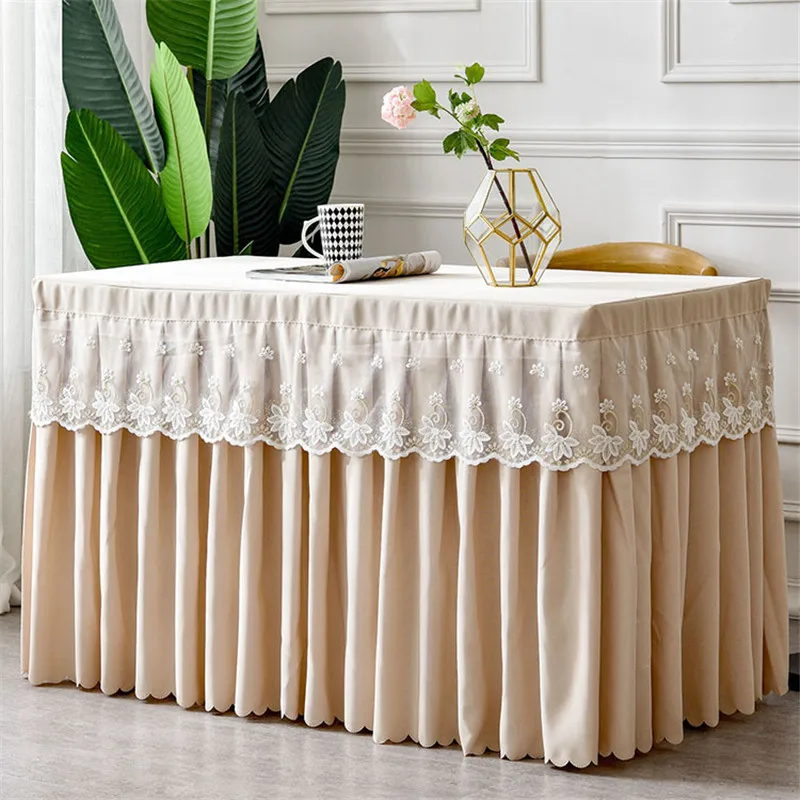 Цельная однотонная прямоугольная юбка для гостиничного стола с крышкой скатерти