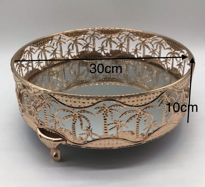 size-30cm Золотой кокосовой пальмы десерт поднос фрукты поднос для вина Главная Декорации для свадьбы - Цвет: size-30cm