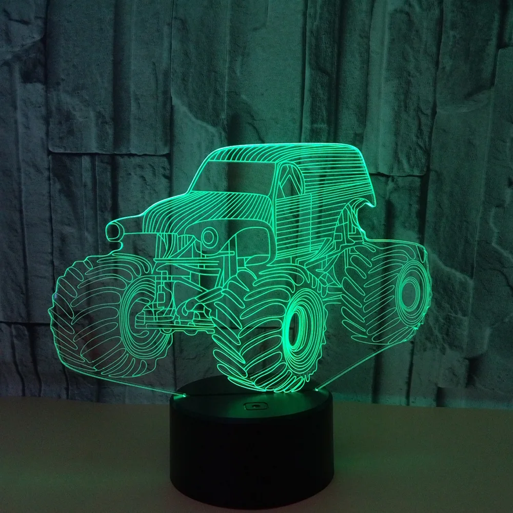 Креативная 3d цветная Ночная лампа трактор Сенсорная с дистанционным управлением