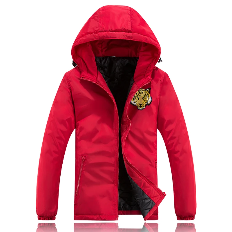 Мужские зимние куртки новинка 2017 Весенняя Черная куртка-бомбер с вышивкой