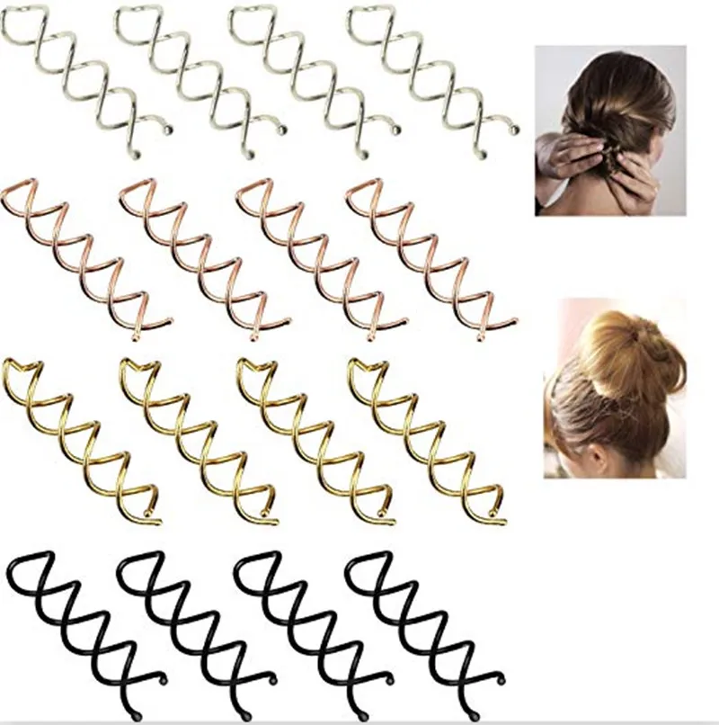 10pcs Gold Silver Black Rose Gold Women Spiral Spin Screw Pin Hair Clip Twist Barrette Hairpins for Women Girl