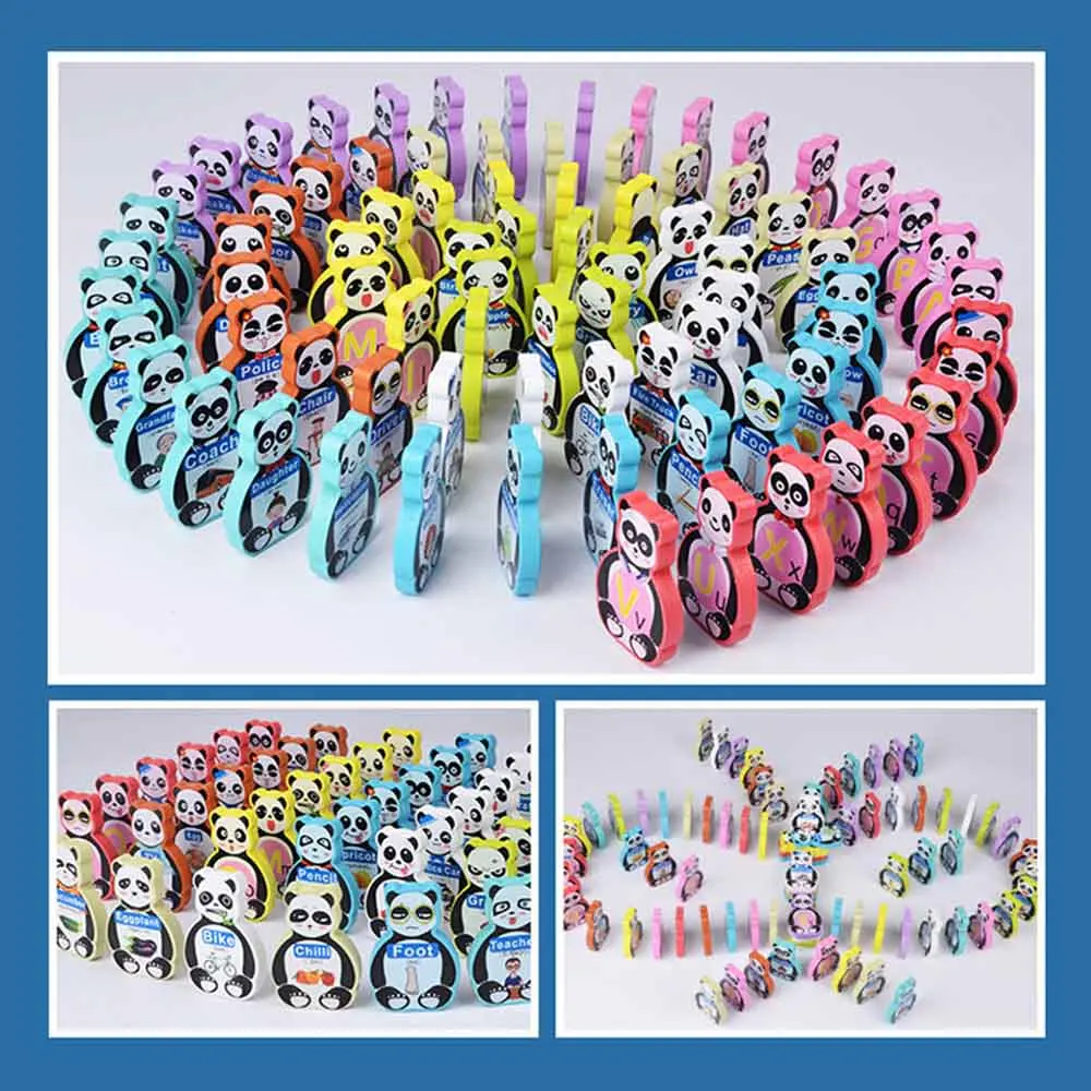 80 шт. деревянные Обучающие домино с блоками слово строительные блоки Алфавит