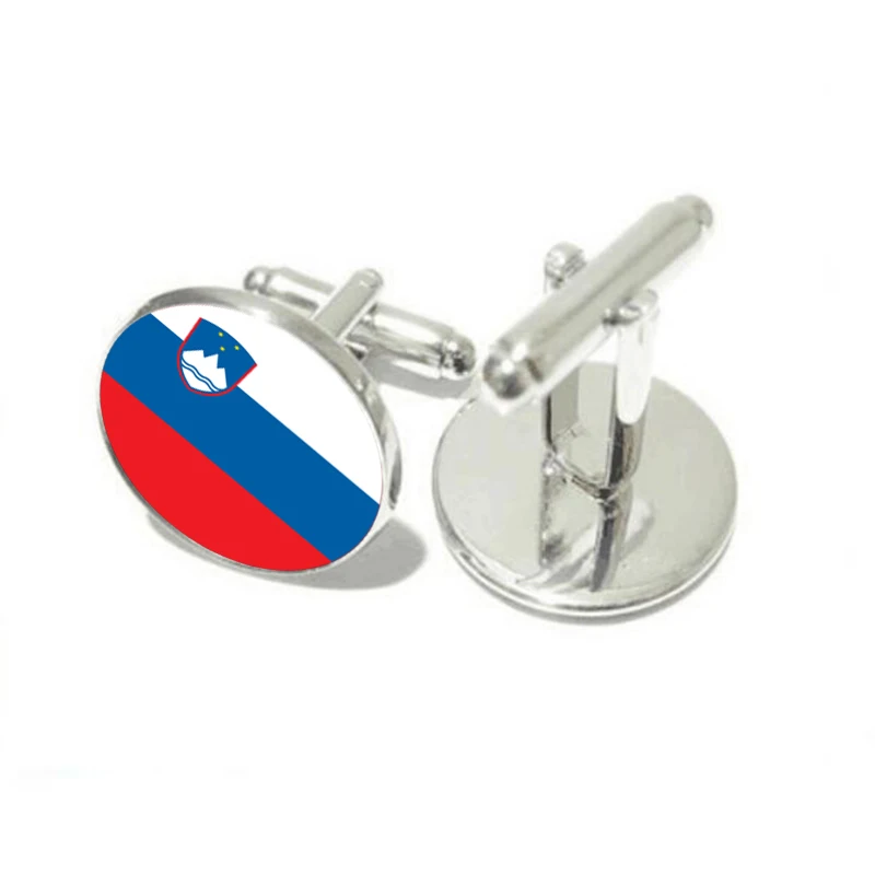 Classic National Flag Of Slovenia Cufflinks For Men High Quality Bronze Black Silver Plated Glass Dome Cuff Buttons Jewelry | Украшения и
