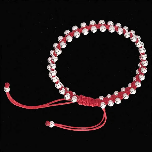 Классический Каббала Лаки Красный веревки браслет тибетский серебряный Бусины