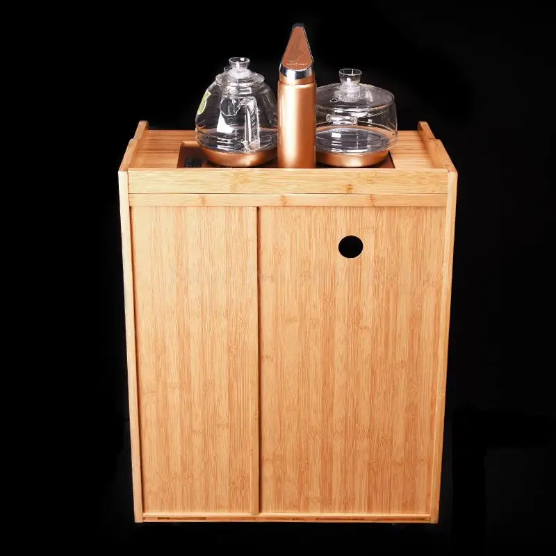Съемная многофункциональная чайная полка маленький бамбуковый чайный шкаф для