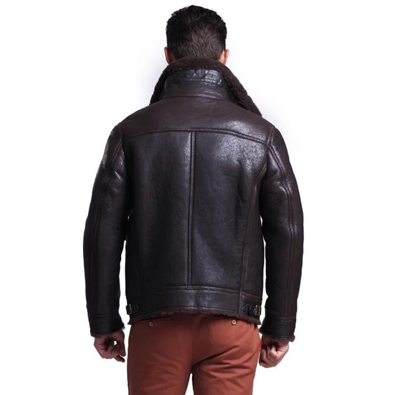 Для мужчин с овчины Мех пальто ягненка кожаная куртка народная Мужчин's