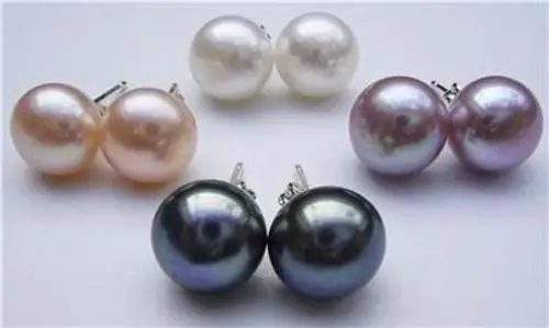 

00 > d8-9mm White Black Purple&Pink Akoya Cultured Pearl Earring AAA A0422 -Top quality free shipping