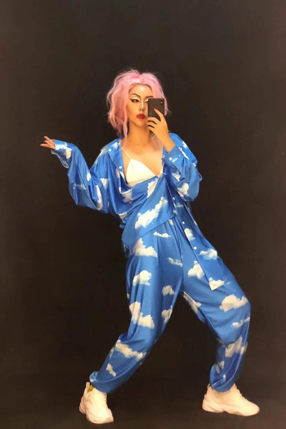 Женское сексуальное голубое небо белое облако с 3D рисунком Женский комплект