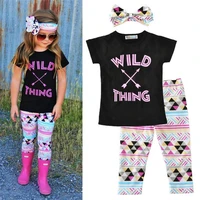 3pcsset new child girls clothes girls leggings printed kids girls tracksuits t shirtpantheadband baby girls suits infant a163