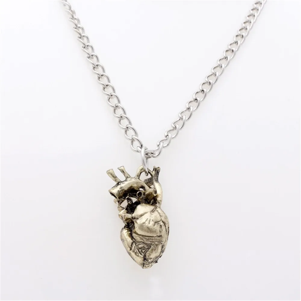 

JAVRICK Unique Retro 3D Anatomical Human Hollow Heart Pendant Necklace Sweater Chain Coppery/Gold Color