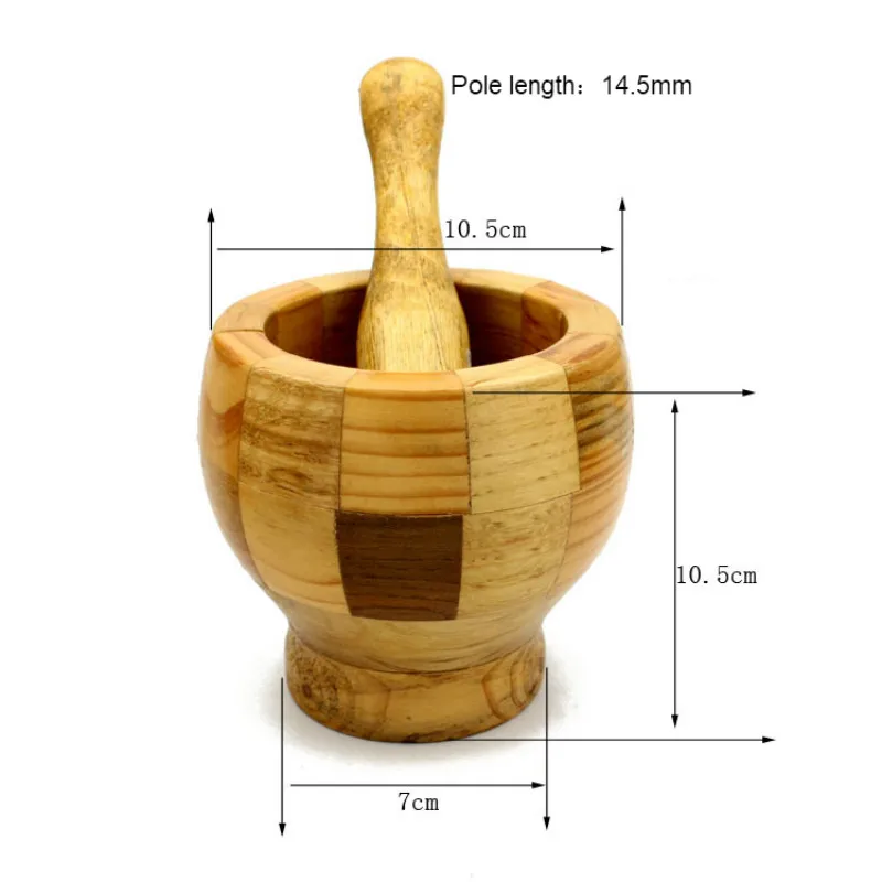 10.5cm x 10.5cm 1 Набор, деревянный чеснок, имбирь, смешивание, дробилка, миска, пестик, ступка, инструменты, чаша для измельчения - Цвет: 10.5cm x 10.5cm