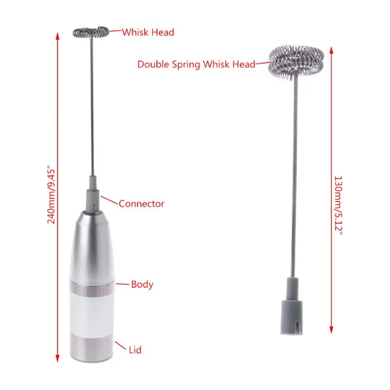 

Electric Handheld Stainless Steel Milk Frother Kit Auto Stirrer Kitchen Tools Milk Frothers With Extra Spring Whisk Head