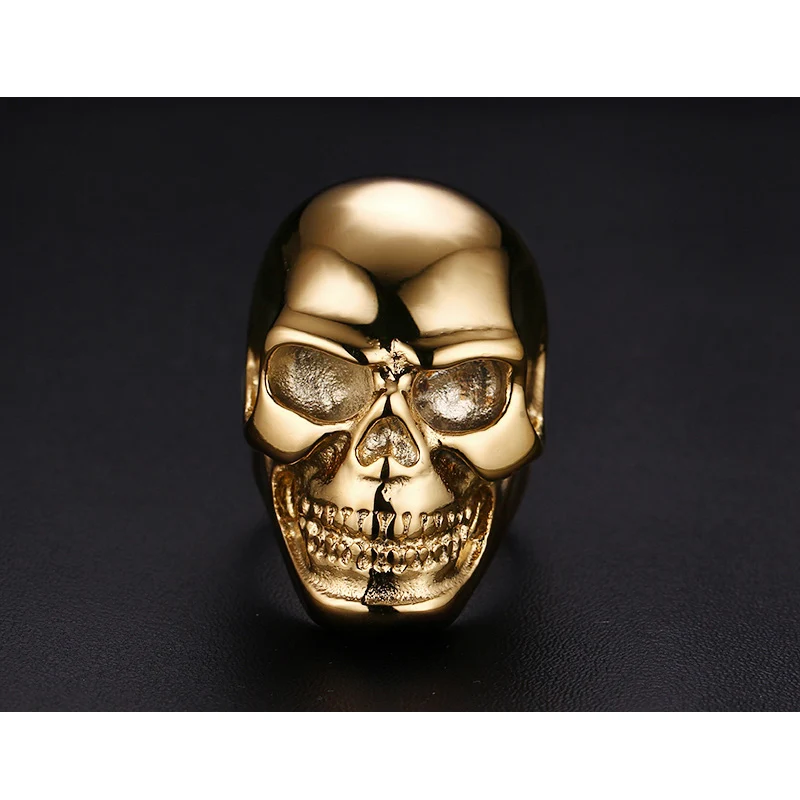 Мужское кольцо байкера из нержавеющей стали золотого цвета большие тяжелые