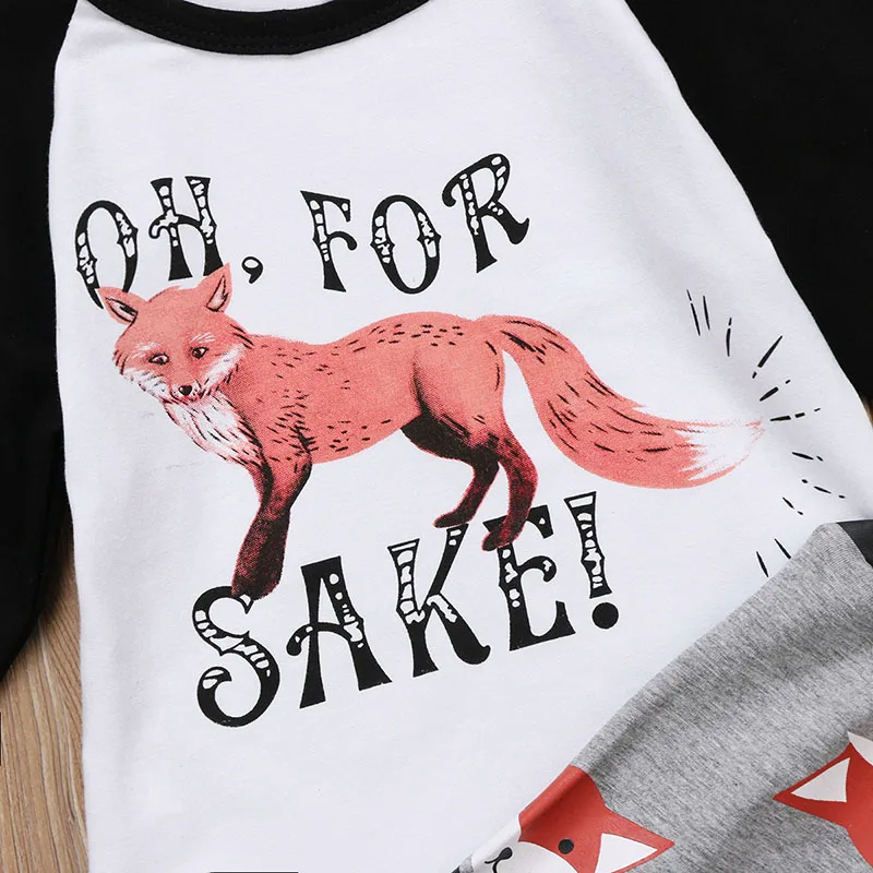 2PCS Newborn Baby Boy Girl Fox Clothes Long Sleeve Cotton T-shirt Tops+Long Pant Legging Outfit Toddler Kids Clothing Set | Детская