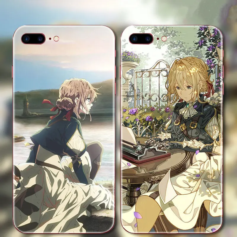 Аниме фиолетовый Evergarden чехол для телефона iPhone Samsung защитный мобильного i45678 X Plus S8