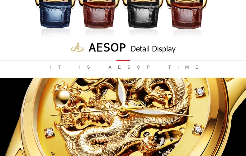 AESOP, специальные мужские часы с драконом, мужские роскошные золотые автоматические механические часы, сапфировые золотые наручные часы, мужские часы