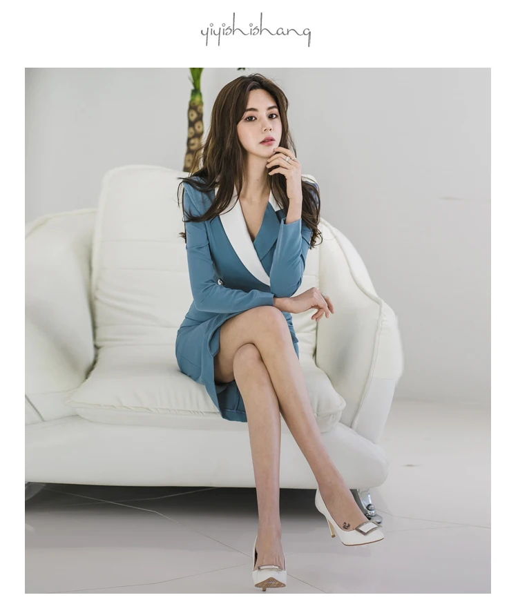 H Han queen Весна OL бизнес Vestidos женское двубортное облегающее платье карандаш с поясом на талии одежда для работы платья