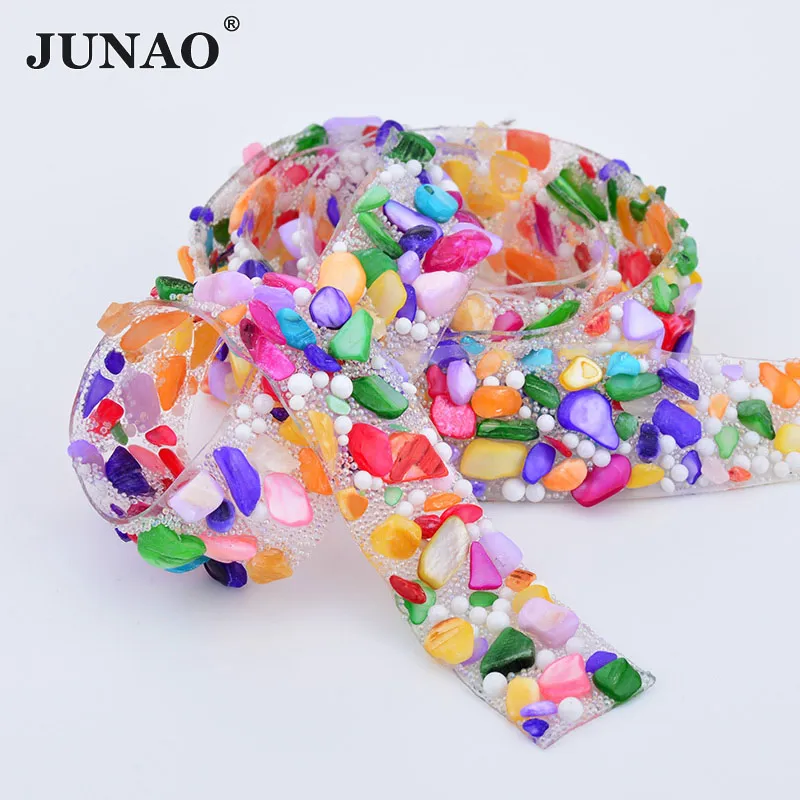 JUNAO 5 ярдов * 15 мм смешанные цвета стразы для горячей фиксации отделка из