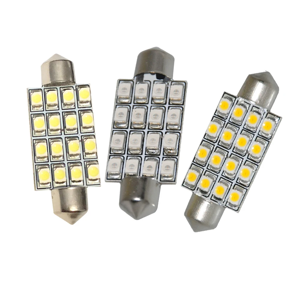 6 шт. 16 SMD лампы 42 мм белый теплый белого и синего цвета светодиодный Купол
