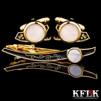 kflk shell cuff links necktie clip for tie pin for mens tie bars cufflinks tie clip set cufflinks guests 2017 new arrival