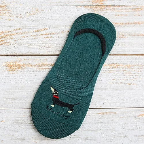 Green Socks 10 шт. = 5 пар/лот, мужские носки-башмачки, летние новые милые короткие Нескользящие силиконовые невидимые хлопковые носки с рисунком собаки, мужские короткие носки, тапочки, Meia - Цвет: Green Socks