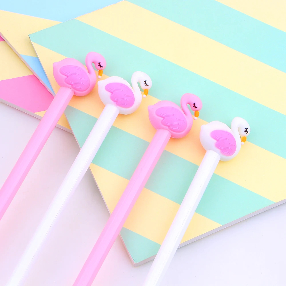 4 шт./лот Kawaii милый розовый Фламинго Лебедь гелевая ручка подпись Escolar Papelaria