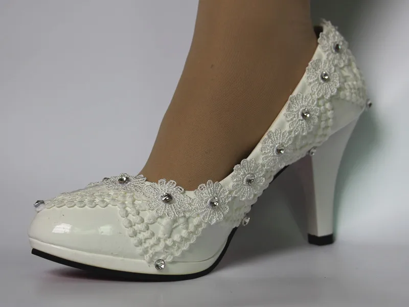

8cm Wedding shoes bridal shoes high heel wedding lace pearl shoes