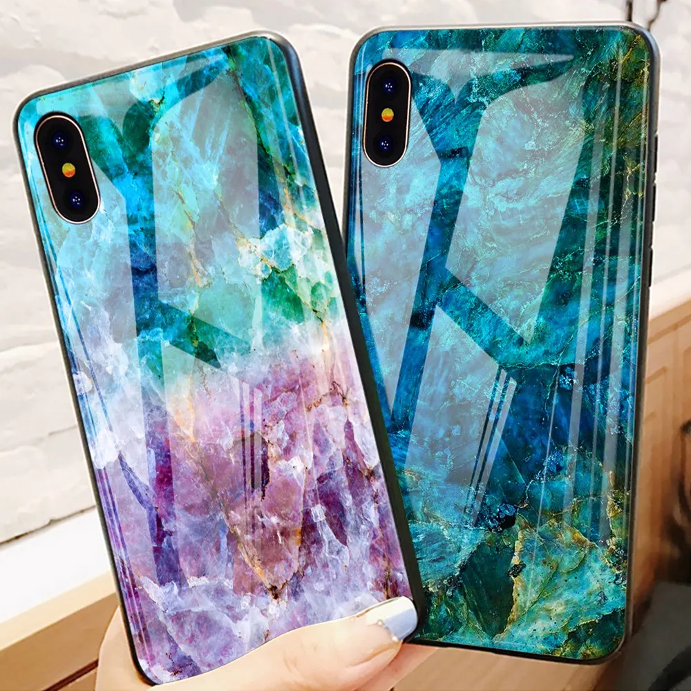 Роскошный Мраморный чехол TOMKAS для телефона iPhone X Xs Max стеклянный корпус из