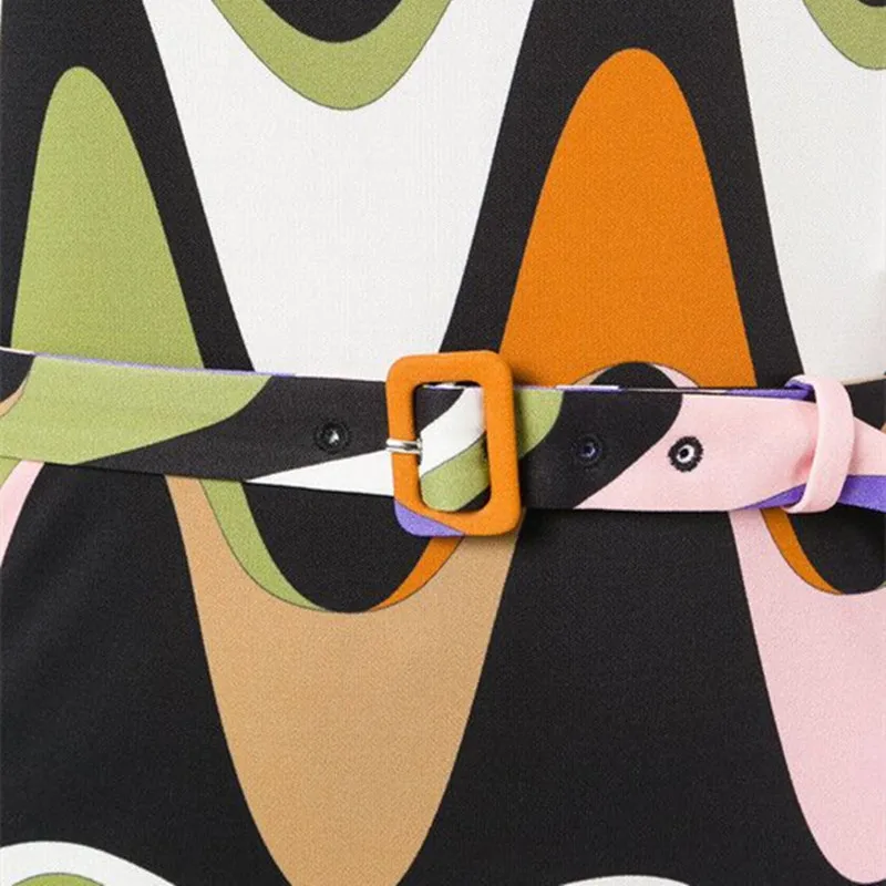 Женское платье EFATZP дизайнерское стрейчевое с длинным рукавом и геометрическим