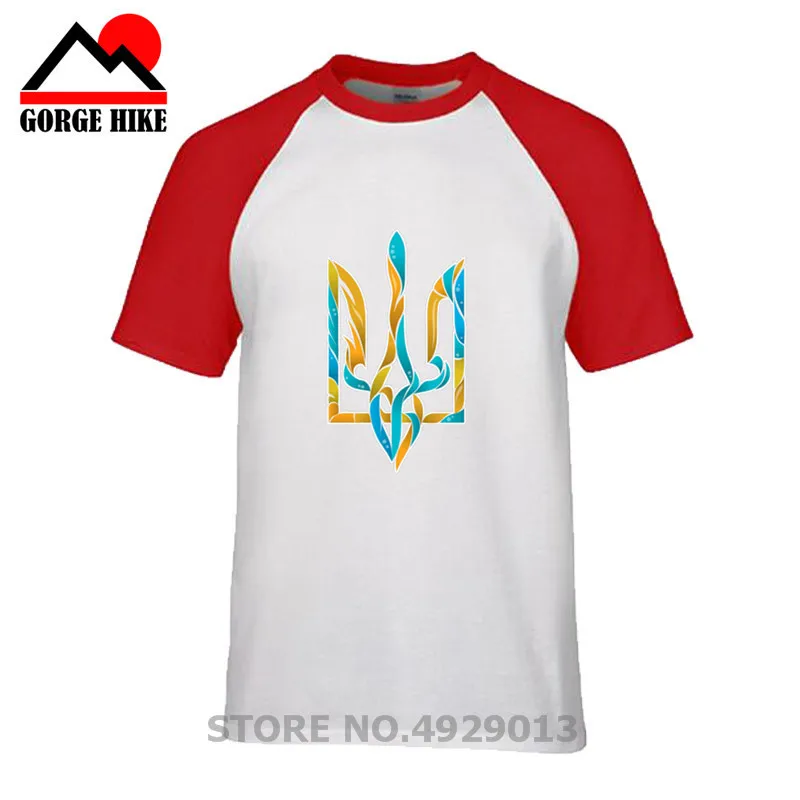 Креативная синяя желтая футболка с изображением украинского тридана Мужская