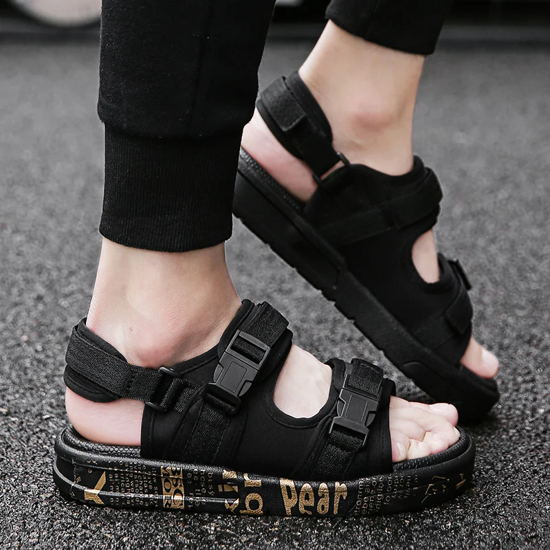 Мужские пляжные сандалии гладиаторы римские повседневная обувь плоская подошва