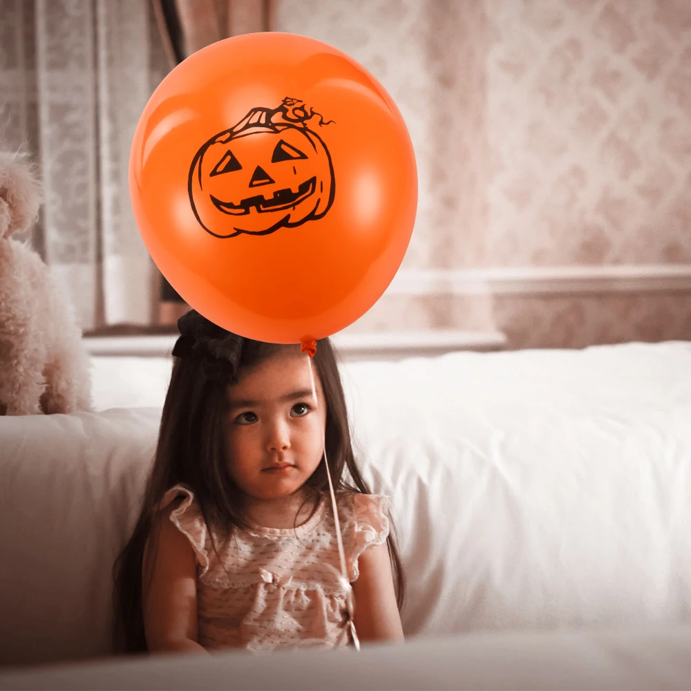 Тыква рисунком в виде улыбающихся рожиц Латексные шары на Хэллоуин вечерние