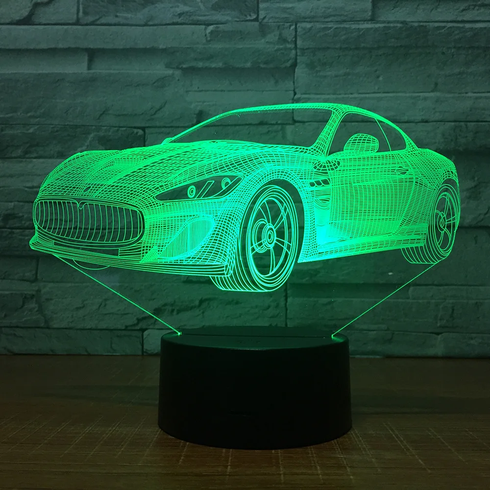 Современный Супер спортивный автомобиль 3D 7 цветов лампа визуальные