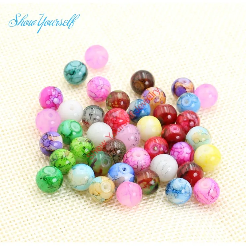 40 шт./лот разноцветные Круглые массивные шикарные стеклянные бусины для