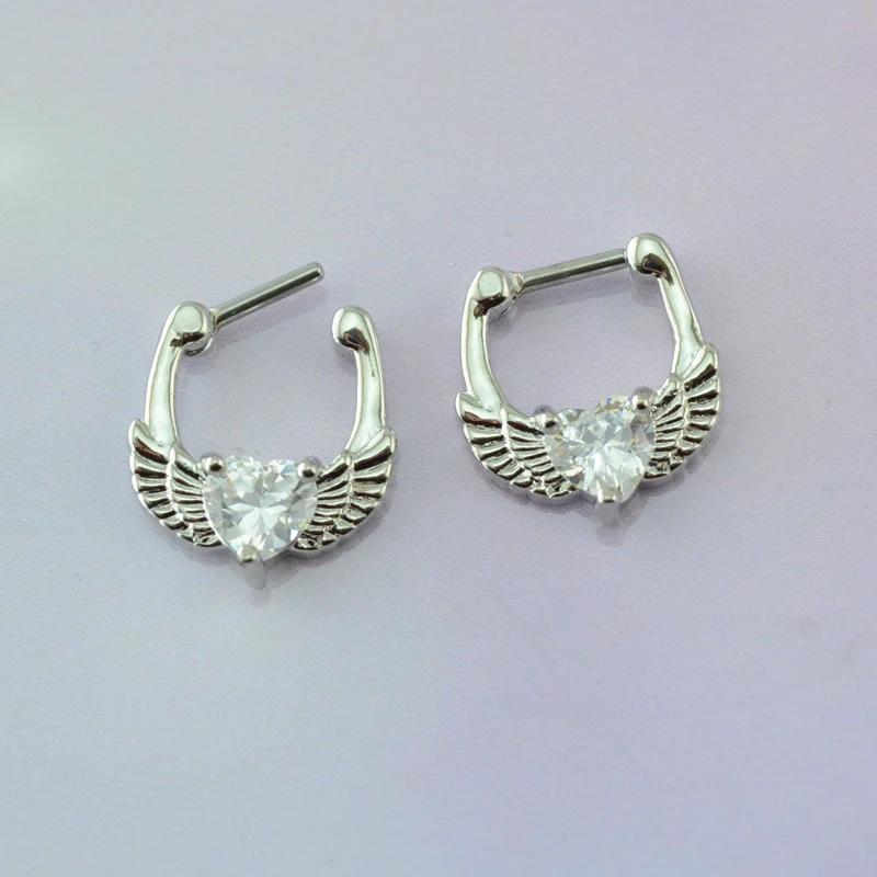 Angel Wing Nose Ring Mysterious Indian Septum Rings Bling Zirconia Clips Punk Fashion Women/Girl Piercing Jewelry | Украшения и