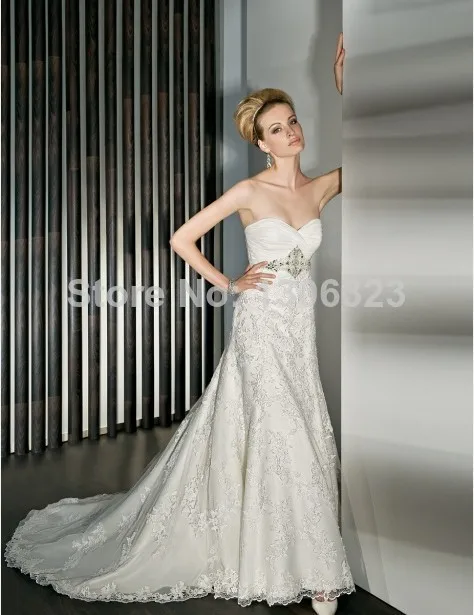 Amazing Nice Strapless High Low Bodice A-line Sweatheart Lace Up Bridal Gowns Sexy 2014 New Elegant Wedding Dress Big Size | Свадьбы и