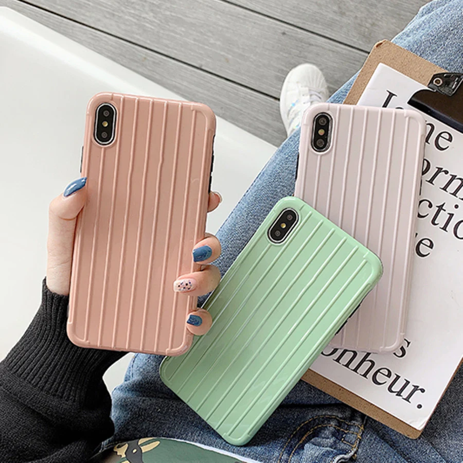 Роскошный чемодан для телефона iPhone XS MAX Модный милый багажник из ТПУ силиконовая