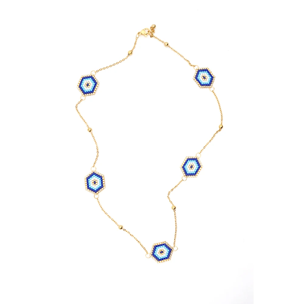 Go2boho чокер ожерелья Миюки ожерелье с голубым сглаза Модная Золотая цепочка Insta 2019