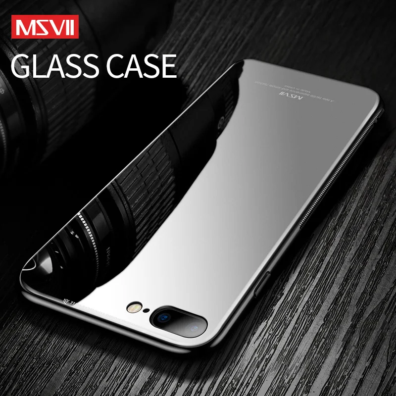 Msvii закаленное стекло чехол для iPhone 7 8 мягкий силиконовый край антидетонационный