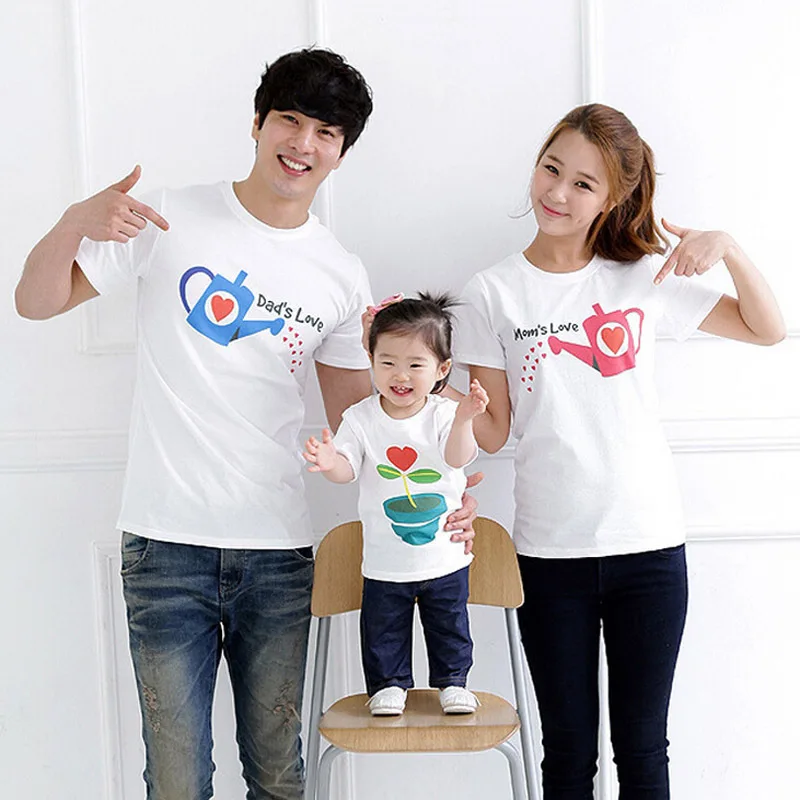 2015 новый летний стиль семьи соответствующие футболки хлопок символов короткий