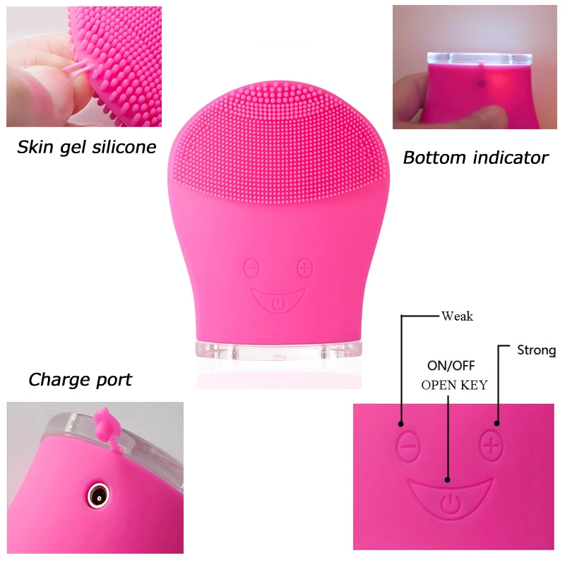Electric Facial Cleansing Brush Soft Silicone Face IPX7 Waterproof USB Rechargeable Washing | Красота и здоровье