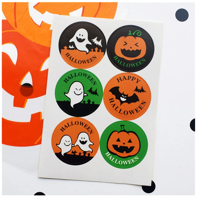 60 шт. скругленные наклейки для упаковки тортов на Хэллоуин|Канцелярские