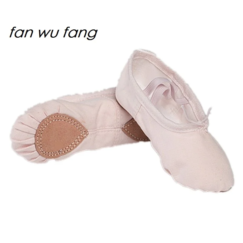 Туфли для танцев fan wu fang светло-розовые тканевые туфли на мягкой подошве йоги |